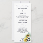 青パーソナライズされたとヒマワリ結婚式 プログラム (正面)