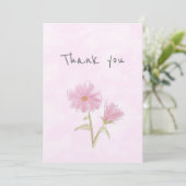 青パーソナライズされたとピンクのフローラサンキューカード 招待状 (スタンド正面)