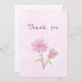 青パーソナライズされたとピンクのフローラサンキューカード 招待状 (正面/裏面)