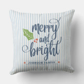 青パーソナライズされたと明メリーるいクリスマス クッション (裏面)