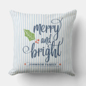 青パーソナライズされたと明メリーるいクリスマス クッション (正面)