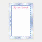 青パーソナライズされたと白のギリシャ鍵名門私立校風の、 ポストイット (正面)