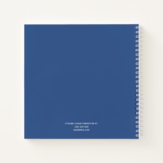 青パーソナライズされたと白のスケッチブック ノートブック (裏面)