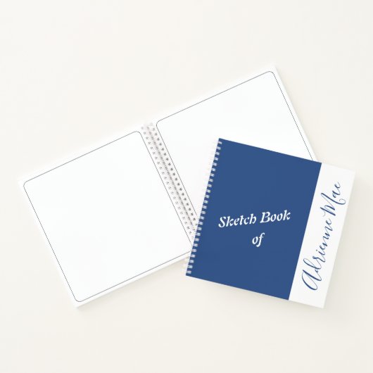 青パーソナライズされたと白のスケッチブック ノートブック (内部)