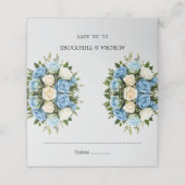 青パーソナライズされたと白のローズ座席表 プレイスカード (外部開封)