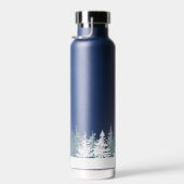 青パーソナライズされたと白の冬 ウォーターボトル (右面)
