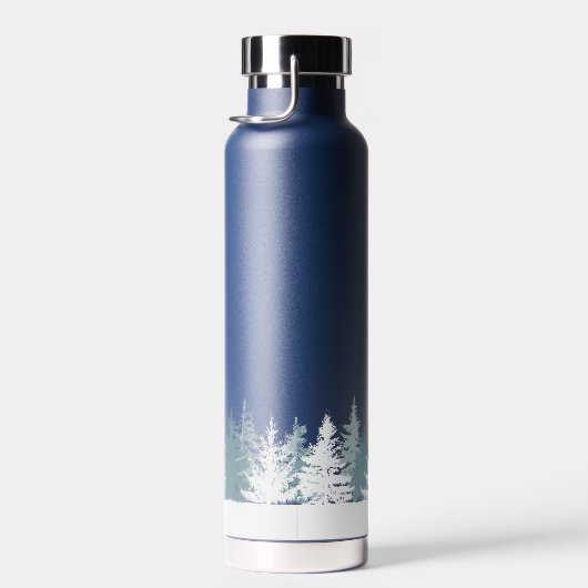 青パーソナライズされたと白の冬 ウォーターボトル (右面)