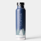 青パーソナライズされたと白の冬 ウォーターボトル (左面)