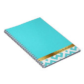 青パーソナライズされたと白の幾何学的および金ゴールド ノートブック (右側)