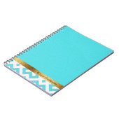 青パーソナライズされたと白の幾何学的および金ゴールド ノートブック (左側)
