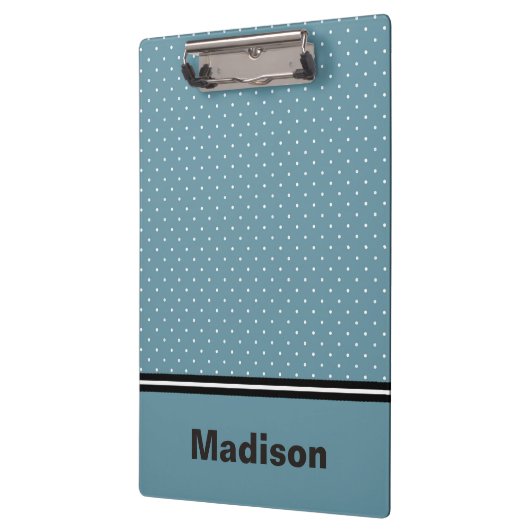 青パーソナライズされたと白の水玉模様クリップボード クリップボード (左)