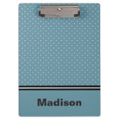 青パーソナライズされたと白の水玉模様クリップボード クリップボード (正面)