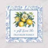 青パーソナライズされたと白の水色レモン エンクロージャーカード (正面)