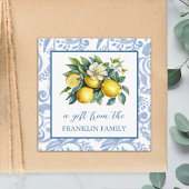 青パーソナライズされたと白の水色レモン エンクロージャーカード