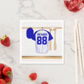 青パーソナライズされたと白の野球用ジャージー スタンダードカクテルナプキン (インサイチュ)