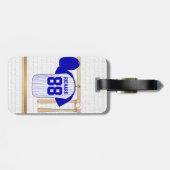 青パーソナライズされたと白の野球用ジャージー ラゲッジタグ (裏面横)