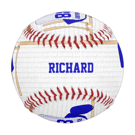 青パーソナライズされたと白の野球用ジャージー 野球ボール (裏面)