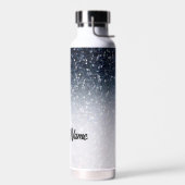 青パーソナライズされたと白グラデーション ウォーターボトル (左面)