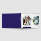 青パーソナライズされたと白 ゲストブック (全面)