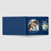 青パーソナライズされたと白 ゲストブック (全面)