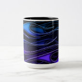 青パーソナライズされたと紫の炎 ツートーンマグカップ (中央)