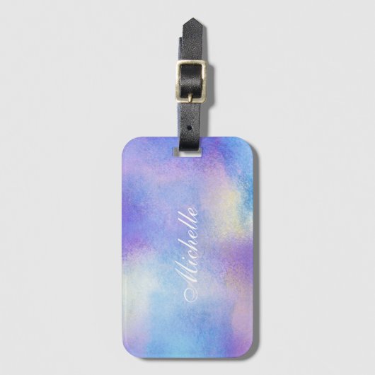 青パーソナライズされたと紫|荷物タグ ラゲッジタグ (正面縦)