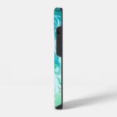 青パーソナライズされたと緑の波 iPhoneケース (左側面)