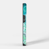 青パーソナライズされたと緑の波 iPhoneケース (右側面)