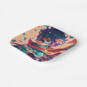 青パーソナライズされたと赤のアニメのスーパーヒーロー少年 ペーパープレート (傾斜あり)