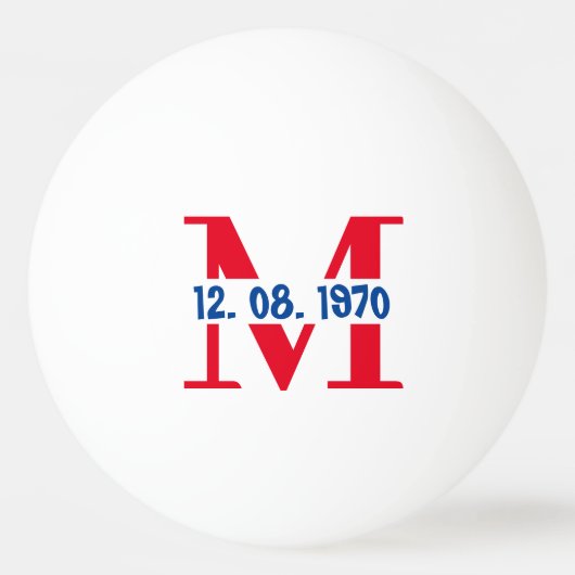 青パーソナライズされたと赤のアメリカ国旗のピンポン 卓球ボール (正面)