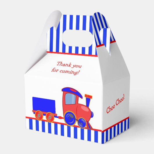 青パーソナライズされたと赤の列車の誕生日特典ボックス フェイバーボックス (裏面サイド)