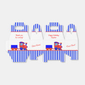 青パーソナライズされたと赤の列車の誕生日特典ボックス フェイバーボックス (折り畳みなし)