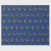 青パーソナライズされたと金ゴールドのイード・ムバラクという名前 ラッピングペーパー (フラット)