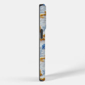 青パーソナライズされたと金ゴールドの刺繍フローラ Case-Mate iPhoneケース (裏面 / 右)