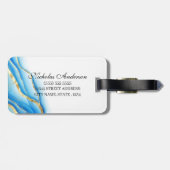 青パーソナライズされたと金ゴールドの荷札 ラゲッジタグ (裏面横)