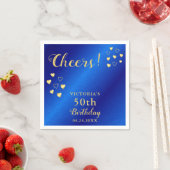 青パーソナライズされたと金ゴールド応援50誕生日 スタンダードカクテルナプキン (インサイチュ)