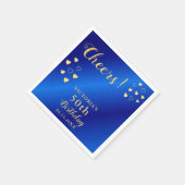 青パーソナライズされたと金ゴールド応援50誕生日 スタンダードカクテルナプキン (角)