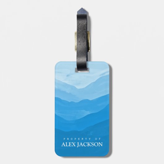 青パーソナライズされたエレガントアウトドア荷物タグ ラゲッジタグ (裏面縦)