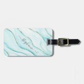 青パーソナライズされたエレガントアゲート  ラゲッジタグ (正面横)