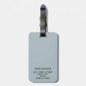 青パーソナライズされたエレガントモダン金ゴールド ラゲッジタグ (裏面縦)