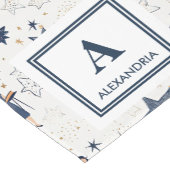 青パーソナライズされたエレガント星と金ゴールド星のパターン(2) ショートテーブルランナー (コーナー)