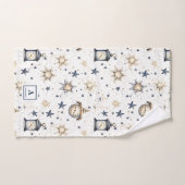 青パーソナライズされたエレガント星と金ゴールド星のパターン(4) バスタオルセット (ハンドタオル)