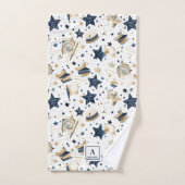 青パーソナライズされたエレガント星と金ゴールド星のパターン(6) バスタオルセット (ハンドタオル)