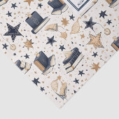 青パーソナライズされたエレガント星と金ゴールド星のパターン(7) 薄葉紙 (詳細)