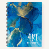 青パーソナライズされたエレガント水色スケッチブック ノートブック (正面)