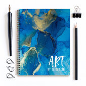 青パーソナライズされたエレガント水色スケッチブック ノートブック