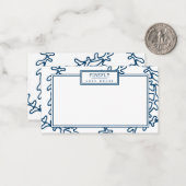 青パーソナライズされたエレガント海苔 ノートカード (正面/裏面インサイチュ)