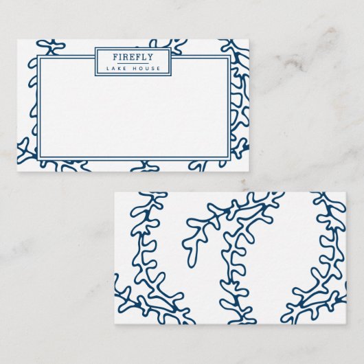 青パーソナライズされたエレガント海苔 ノートカード (正面/裏面)