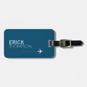青パーソナライズされたエレガント色 ラゲッジタグ (正面横)