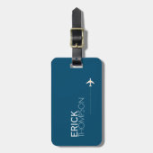 青パーソナライズされたエレガント色 ラゲッジタグ (正面縦)
